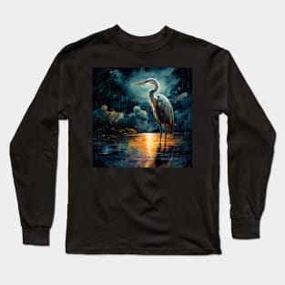 Heron in the Rain Long Sleeve T-Shirt